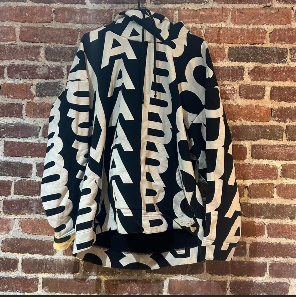 Marc Jacob’s Unisex OVERSIZED Logo Hoodie black Beige Sz XL - Picture 15 of 16